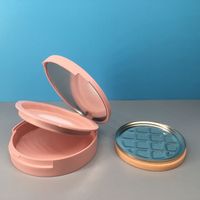 Boîte à poudre compacte multicolore recyclable, conteneur rond en plastique vide avec miroir pour fard à joues, personnalisable OEM & ODM