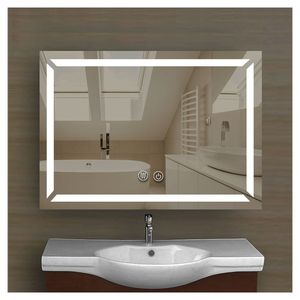 Specchio di vanità a LED Prima cerchio con luce bianca fredda o calda e telaio in alluminio sottile per camera da letto - Product Image 4