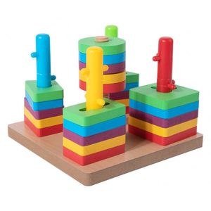 Fine Motor Skill Develop Rainbow Wooden Color <b>Shape</b> Sorter Stacking Kids Montessori Toys - Product Image 6