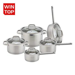 10 buah peralatan masak anti lengket tiga panci penggorengan panci stok panci Casserole Stainless Steel panci memasak dan panci set