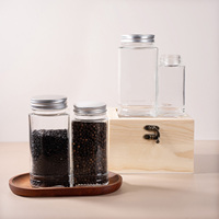 Pot à épices en verre transparent avec couvercle à vis, design personnalisé, pour le stockage des aliments, des céréales, de la farine, 4 oz, 8 oz, 16 oz