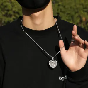 トレンディなハートバゲットCZペンダント18Kゴールドメッキネックレスハートジュエリー女性ファッションネックレス - Product Image 6