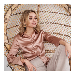 Camicetta da Ufficio in Pura <span class=keywords><strong>Seta</strong></span> di Gelso 100% per <span class=keywords><strong>Donna</strong></span>, Manica Lunga, Lavabile, Produzione Personalizzata all'Ingrosso - Product Image 1