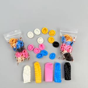 Poeder-vrije roze antislip vingerbeschermers antistatisch ESD latex veiligheidsproducten Maleisische vingerbeschermers - Product Image 3