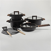 Ensemble de 13 ustensiles de cuisine forgés anti-rayures de qualité supérieure, comprenant une casserole de 20-28 cm et une poêle à frire de 26 cm, design écologique, choix idéal pour améliorer votre cuisine