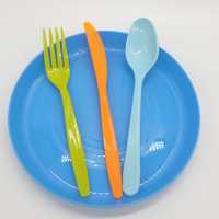 Fourchette, cuillère et couteau en plastique réutilisable Set de vaisselle Set de couverts