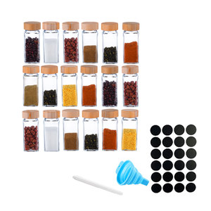 18-teiliges <span class=keywords><strong>Set</strong></span> Kleine Kapazität 4 Unzen quadratisches Design Luftdichtes Glas Aufbewahrung sglas <span class=keywords><strong>Set</strong></span> Gewürz glas mit Bambus deckel für die Küche - Product Image 1