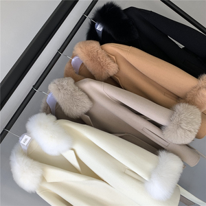 <span class=keywords><strong>Cappotto</strong></span> Invernale di Lusso Jxwatcher <span class=keywords><strong>in</strong></span> Lana <span class=keywords><strong>con</strong></span> Cintura, Lunghezza Regolare, Doppio Strato e Collo <span class=keywords><strong>in</strong></span> <span class=keywords><strong>Pelliccia</strong></span> di Volpe per <span class=keywords><strong>Donna</strong></span> - Product Image 3