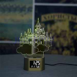 Thời Gian Giáng Sinh Đồng Hồ Báo Thức Nhỏ Đèn Ngủ Sáng Tạo Ảo Ảnh Điện DIY Tùy Chỉnh Hồi Giáo Led 7 Màu Thay Đổi Đèn 3d - Product Image 1