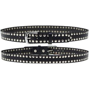 2025 cuero hombres MP7100 tachonado negro cinturón de cuero genuino 1,5 pulgadas de ancho con hebilla para ciclistas - Product Image 2