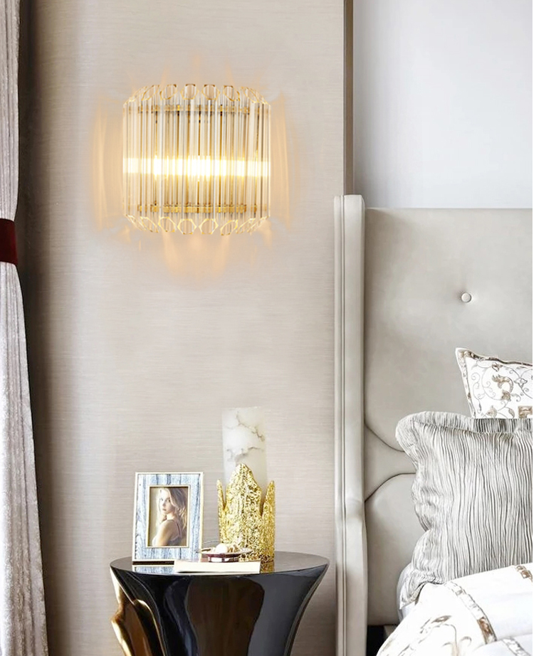 Luxury classic modern living room decorative led crystal glass wall light external hang wall lights