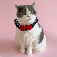 KIVA printemps Style Crochet chat écharpe à la main collier pour animaux de compagnie mignon arc chien bavoir tricoté PP coton rempli accessoires de fête pour chats
