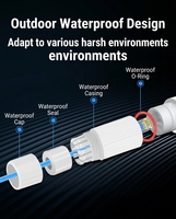Repetidor POE RJ45 Impermeable de Tamaño Mini, IP66, 100Mbps, Estándar IEEE802.3af/at, 30W, 2kv, Extensor de Red Ethernet
