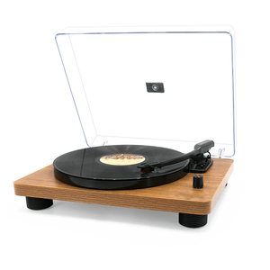 Tourne-disque <span class=keywords><strong>à</strong></span> 3 vitesses avec Bluetooth, finition bois, avec couvercle anti-poussière, lecteur de disques vintage avec haut-parleurs stéréo intégrés pour la maison - Product Image 6