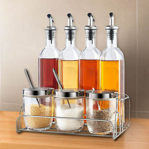 Dispensador de aceite y vinagre de vidrio con volquete de acero inoxidable Botella de aceite de cocina 500ml Botella de aceite de oliva verde oscuro - Product Image 5