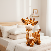 Peluche d'animal de la forêt la plus vendue : girafe, chien, lapin, éléphant – brodée, super douce, anti-stress, cadeau d'anniversaire