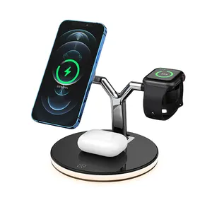 3 in1 magnetic wireless charger 15W qi charger stand for all smartphones smartwatch quick charger