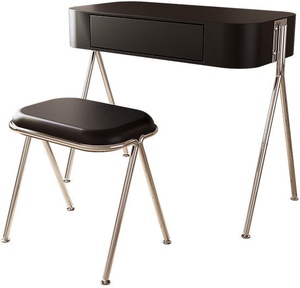 NOVA Modern <strong>Compact</strong> Vanity Makeup <strong>Table</strong> With Stool Apartment Bedroom Furniture Black <strong>Dressing</strong> Desk With Gold Metal Legs - Product Image 6