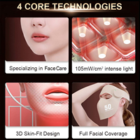 Masque facial LED laser rouge en silicone souple portable 105 mW, 460/660/850/1064 nm, photothérapie, portable, prise EU/US, soin de la peau