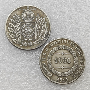 Monedas Conmemorativas Antiguas de Brasil de 1848, 1849, 500 <span class=keywords><strong>R</strong></span>éis, 1849, 1000 <span class=keywords><strong>R</strong></span>éis - Pedro II, Regalos, Decoración del Hogar - Product Image 1