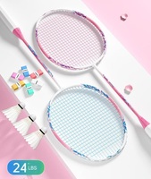 Pack de 2 raquettes de badminton professionnelles en fibre de carbone légère, 67,5 cm, durables, contrôle du volant, légèrement rigides, haute performance sportive