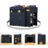 Fabricant de meubles de chambre à coucher Lit mezzanine multifonctionnel à 5 tiroirs avec bibliothèque peu encombrant