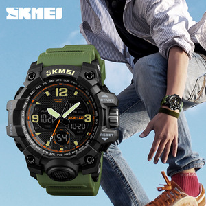 Skmei Digital Watch Skm 1327 Green Light Dual Time Waterproof Shockproof Outdoor Sports Watch Unisex - Product Image 4