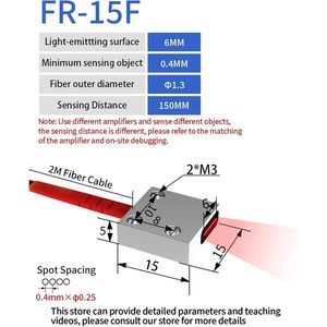 Sensor de Fibra Óptica Tipo Banner Array, 12-24V DC, NPN PNP FR-15F, Amplificador de Reflexión Difusa, Interruptor Óptico Matricial - Product Image 2