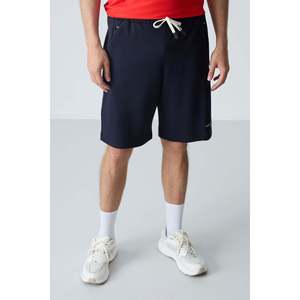 Shorts pour homme en coton bleu marine, épais, doux, texturé, coupe standard, basique - 81276 - Bleu marine - Product Image 1
