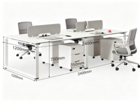 Poste de travail moderne pour personnel, cloison de bureau, mobilier de bureau, ensemble table et chaise