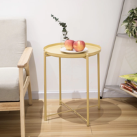 Petit meuble nordique moderne en fer Table basse stable et portable en métal à bord de plateau pour la maison Usage général Jardin Lit de thé Salon