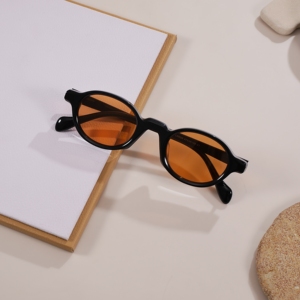 Gafas de Sol Ovaladas Pequeñas de Acetato Hechas a Mano de Lujo, Gafas de Sol Redondas Estrechas de Diseño, Estilo Vintage Minimalista - Product Image 2