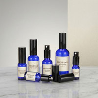 Flacon compte-gouttes en verre bleu anti-effraction avec protection UV de luxe, imperméable, pour huiles essentielles cosmétiques