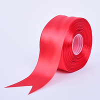 Ruban de polyester rouge multicolore fait à la main de 4cm Rose Floral bricolage décoration de gâteau de Noël et Accents de boîte-cadeau en gros