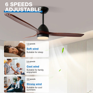 Tuya WiFi DC <span class=keywords><strong>Motor</strong></span> 52 pulgadas 3 aspas de madera maciza cuerpo de hierro sala de estar dormitorio Slient Led ventilador de techo con luz - Product Image 2