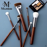 Ensemble de pinceaux de maquillage professionnels Ms.Miau Vegan, 7 pièces, poils synthétiques, manche en bois, ferrule en aluminium, technologie coréenne, maquillage du visage