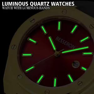 Reloj de Cuarzo de Lujo para Hombre, Correa de Goma Negra, Caja Dorada, Movimiento Japonés, Estilo Ejecutivo y Moderno, Acero Inoxidable, Resistente al Agua 5BAR - Product Image 6