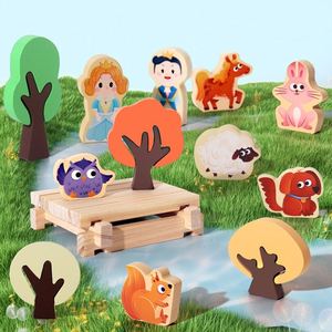 Ensemble de construction éducatif pour enfants, garçons et filles, château classique en bois, blocs de construction Prince et Princesse - Product Image 2