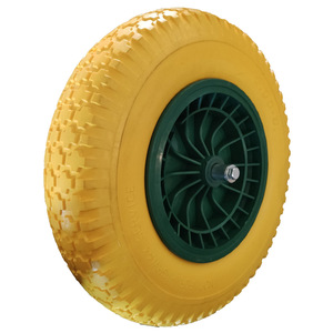 Roue pleine en mousse PU sans air 4.80/4.00-8 avec roulement à billes, jaune, pour chariot à main, bande de roulement ferme, capacité de charge 180 kg - Product Image 4