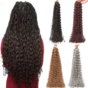 Großhandel Bunte Braun Micro Box Zöpfe ZIZI 50g 28 "Curly Crochet Zöpfe Synthetische Haar Extensions Haar Für Russische frauen