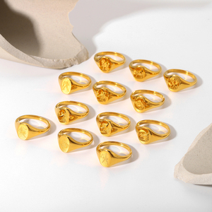 Anneau de chevalière tendance Instagram plaqué or 18 carats, en acier inoxydable imperméable, signe <span class=keywords><strong>du</strong></span> zodiaque, 12 signes astrologiques, pour femmes et hommes - Product Image 3