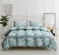 Nouvelle Couette Imprimée en Damassé Géométrique Bleu Taille Queen Lavable avec Garnissage en Polyester pour Hôtel et Usage Domestique