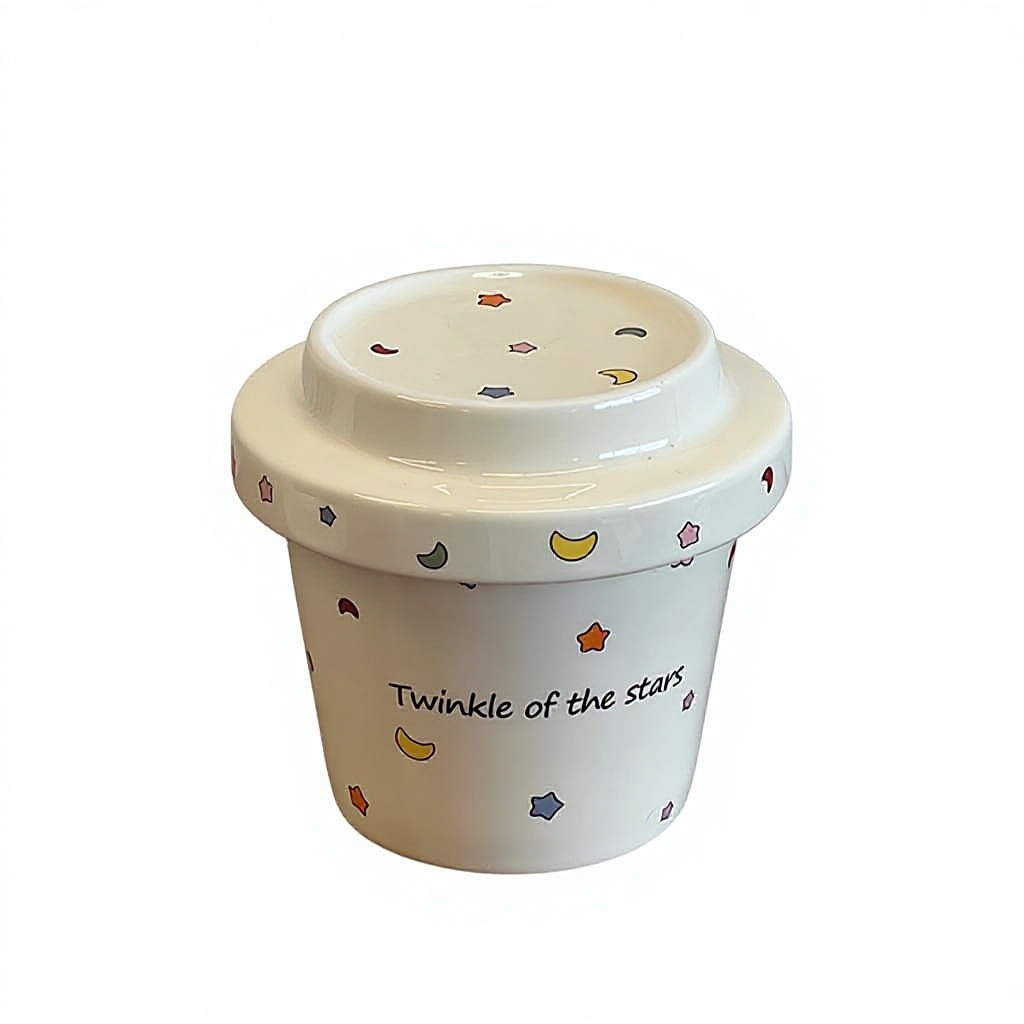 Taza pequeña blanca con tapa