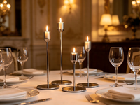 Porte-bougie conique en métal argenté |   Ensemble individuel ou personnalisé |   Plusieurs hauteurs |   Décoration de mariage et de la maison