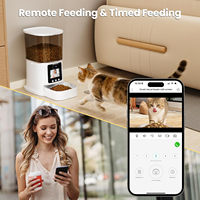 Distributore Automatico di Cibo per Gatti 5G WiFi Smart con Video e Audio Bidirezionale, Schermo LCD, Visione Notturna HD 3MP, Dispenser per Animali Domestici da 5L con Telecamera