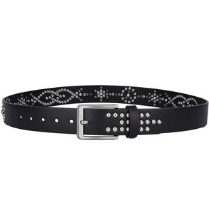 Nuova Cintura in Pelle con Borchie Circolari Stile Y2K per Donne <span class=keywords><strong>Punk</strong></span> <span class=keywords><strong>Rock</strong></span> Cintura per Jeans da Cowboy Fatta a Mano con Strass - Product Image 2