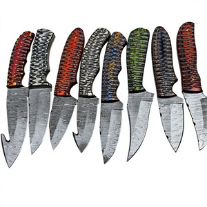 Cuchillo de hoja fija Drop Point de acero de Damasco con mango de madera Pakka para camping, bricolaje y supervivencia, 3 años de garantía - Precios económicos - Product Image 6
