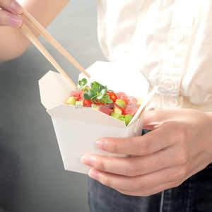 Contenitore Ecologico per Asporto Cinese, Secchiello in Carta Bianca per Ostriche, per Cibi Caldi, Zuppe e Noodles (A Prova di Perdite, Impilabile) - Product Image 5