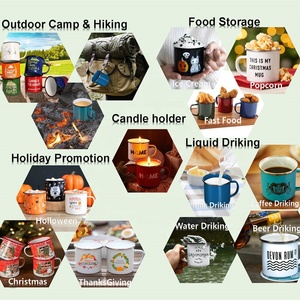 Taza de Café, Vino, Cerveza o Té de Esmalte Rojo y Azul Personalizada de <span class=keywords><strong>12</strong></span> oz, Duradera, de Precio Económico, para Campamento y Senderismo al Aire Libre, con Logotipo OEM de Marca China - Product Image 3