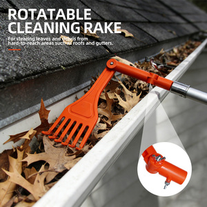 Outil de nettoyage de gouttières en alliage d'aluminium avec <span class=keywords><strong>manche</strong></span> <span class=keywords><strong>télescopique</strong></span> et mini-râteau pour éliminer les feuilles et les branches, utilisation sur les toits et dans les jardins - Product Image 4